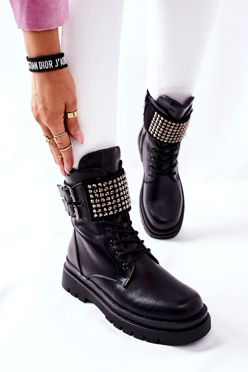 Women's Worker Boots With Studs Eveis