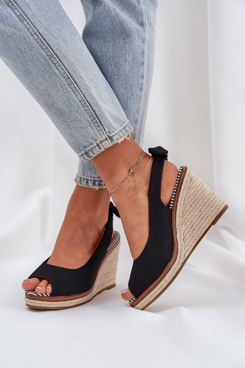 Wedge Sandals With Braiding Black Nanalis