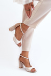 Leather Sandals with Heel Laura Messi 2759 Beige