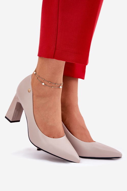 Elegant Heels On Block Heel Vinceza 62221 Gray