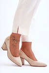 Classic Suede Pumps On Heel With Ornament Light Beige Derren