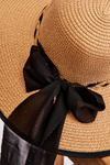 Hat With Fashionable Bow Beige 