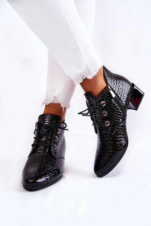 Women's Boots With A Crocodile Pattern Black Farrah