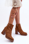 Suede Heeled Boots Brown Makeline