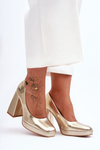 Leather Pumps On Massive Heel Gold Rosalia