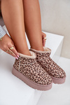 Women's Snow Boots With Leopard Print On Platform Insulated With Fur Brown Xamella