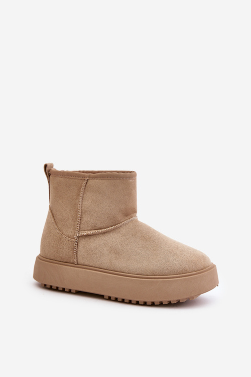 Śniegowce Damskie Platforma Eko Zamsz Beżowe Atteria