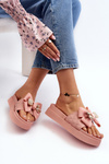 Women's Slippers with Bow and Teddy Bear Pink Katterina