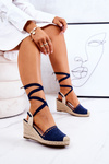 Espadrilles On A Wedge Openwork Navy Lettica