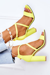 Suede High Heel Sandals Fluo Yellow Dance With Me