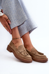 Women's Suede Loafers with Fringes D&A Brown