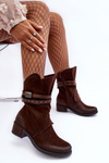 Women's Low Heel Boots with Brown Straps Thelereia