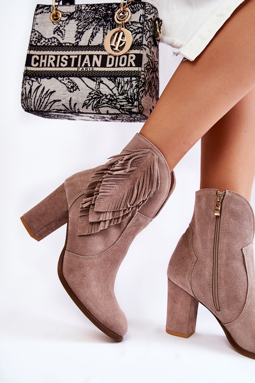 Women's Suede Booties Lewski Shoes 3093 Cappucino