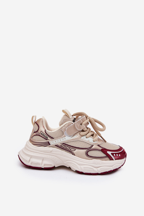 Lightweight Kids Sneakers On Thick Sole Gold Xairana