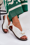 Flat Sandals With Decoration Eco Leather White Tillireta