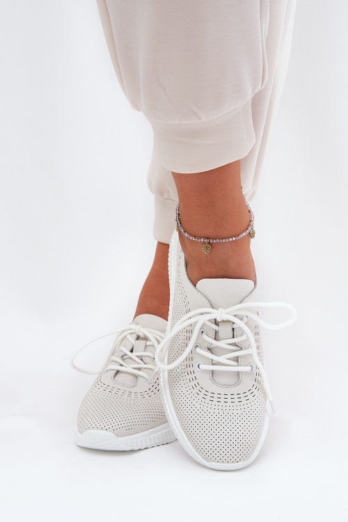 Sportowe Buty Damskie Z Naturalnej Skóry Białe Vinceza 41472