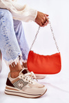 Fashionable Women's Sport Shoes On A Wedge Beige and brown Aronne