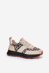 Sneakersy Damskie Zamszowe Platforma Panterka Beżowe Vinceza 66793  