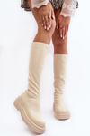 Women's Platform Boots with Zip GOE MM2N4067 Light Beige