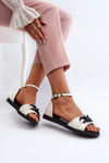 Women's Flat Sandals with Chain Vinceza 17320 White