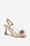 Transparent Heels With Crystals Vinceza 70116 Gold