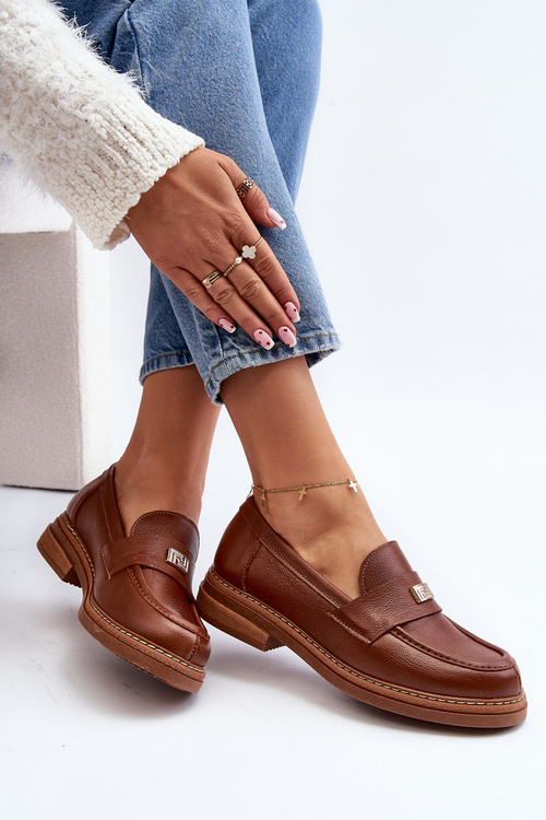 Mokasyny Damskie Skóra Naturalna Brązowe Zazoo 20165