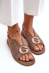 Elegant Women's Sandals with Eco Suede Decoration S.Barski KV27-058 Brown