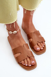 Women's Flat Sandals with Cutouts Brown Fiviama