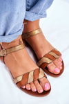 Leather Flat Sandals S.Barski Brown-Gold