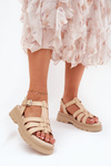 Eco Leather Women's Sandals On Platform Beige Nendales