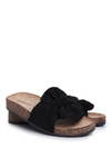 Women's Cork Flip Flops Bows Black Felis