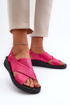 Leather Wedge Sandals Black Morgan 