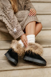 Leather Snow Boots On Platform With Fur Black Avirisa