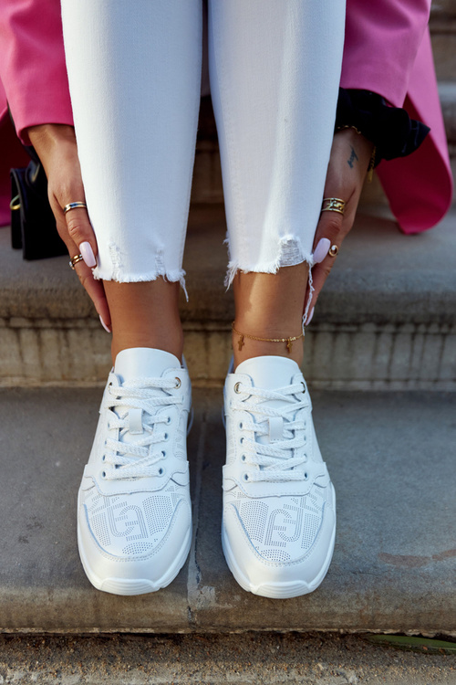Leather Women's Wedge Sneakers White Phiness