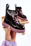 Lacquered Warm Boots Black and purple Heidi