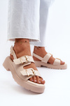 Women's Sandals with Buckles Eco Leather Beige Konanttia