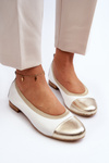 Zazoo 2890 Leather Ballerina White-Gold
