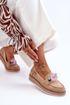 Women's Platform Moccasins with Stones Beige Elonore