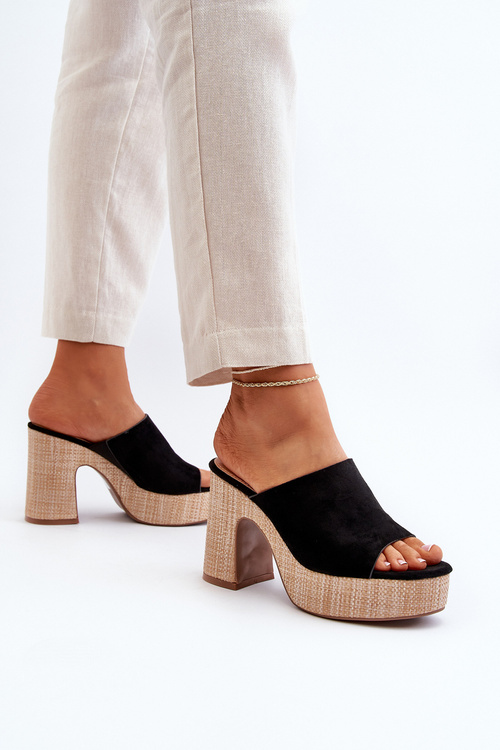 Women's Platform High Heel Slides Black Siobhan