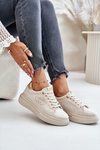 Womens Platform Sneakers With Hearts Beige Avirorae