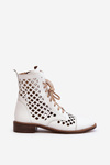 Openwork Leather Boots Zazoo 2695 White