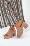Women's Sandals On Heels And Platform Khaki Omeisa