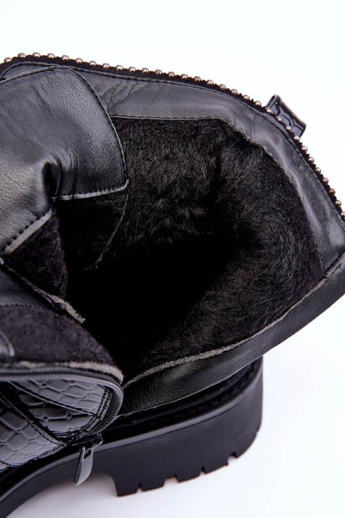 Women's Snake Boots with Straps Black Leora