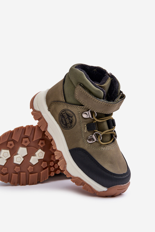 Insulated Children's Winter Trekking Boots With Zipper Dark Green Temisha