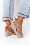 Wedge Sandals With Braids Beige Mykonos