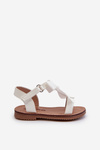 White Kids' Patent Sandals with Bow and Velcro Strap Joratia