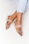 Suede Sandals With Cubic Zirconia Beige Cora