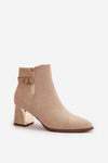 Women's ankle boots with zipper closure eco suede light beige Bonucci