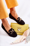 Women's Suede Loafers With Decoration Black Reality