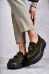 Fashionable suede shoes on the platform Khaki Marsol